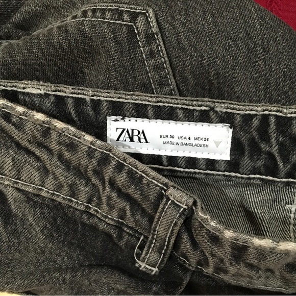 ZARA jeans Women’s 4/W26 TRF Waisted Relaxed Wide Leg Darts Denim Black 8727/210 - Picture 12 of 12